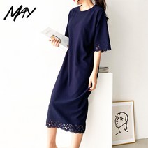MAY 하프슬라브 펀칭 롱 원피스 3color