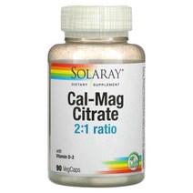 솔라레이 칼슘 마그네슘 구연산 비타민D2 90정 Solaray Cal-Mag Citrate with Vitamin D2, 1팩