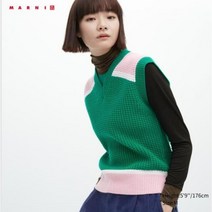 457955 유니클로 여성 팝콘니트 브이넥 베스트