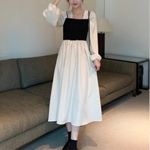 여성스러운 귀여운 데이트 롱 원피스 하늘하늘 긴 봄