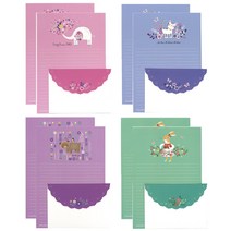 마음담아 예쁜 감성 동물 꽃 크라프트 편지지 봉투 세트 편지지 32p + 편지봉투 16p 2세트, 2.동물편지지_두번째 4종 2세트