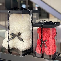 [당일출고]상크마이 곰돌이 플라워 꽃다발 40cm 고급박스포장 + 메세지카드 구성 화이트데이 졸업식 커플기념일, 레드_25cm(당일출고)