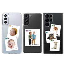커스텀 주문제작 반려동물 아기 커플 누끼 사진 띠부띠부씰 디자인 투명 젤리 실리콘 케이스 갤럭시 S21 시리즈