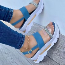 힐 슬리퍼 통굽 여성 여자 웨지 샌들 샌달 2022 여름 플랫폼 버클 스트랩 두꺼운 바닥 캐주얼 레이디 안티 슬립 비치 해변 신발 스팽글 Sandalias