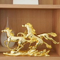 사무실개업선물 달리는 황금 말조각상 재물을부르는 서재 인테리어 소품 데코, 골드