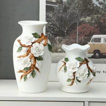 KEJEL 유럽식 꽃병 진열장 거실 빈티지 크리에이티브 홈 인테리어 소품화병, 화이트