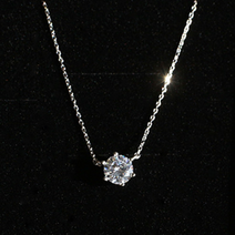샌프란제이 실버925 프리미엄 큐빅 6프롱 솔리테어 목걸이