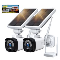 가정용CCTV 실외용 초고화질 CCTV 캠프용 태양광 발전 카메라 야외 방수 100% 가정용 무선 배터리 감시 보안 카메라 시스템 4MP, 1.EU 플러그 - 2 Cameras