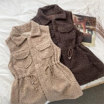 셀러허브 여성패션 [VY] 여자 양털 드로우코드 슬림핏 히든집업 베스트