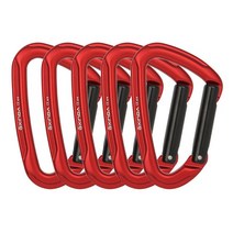 XINDA 야외 퀵드로우 스프링 장착 게이트 암벽 등반 스트레이트 벤트 와이어 알루미늄 카라비너 보호 키트, 13 Straight Red 5pcs