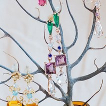 올리비아룸621 스퀘어 크리스탈 라인스톤 드롭이어링 OE21106