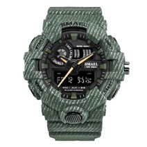 남자에 대 한 SMAEL 군사 스포츠 쿼 츠 시계 위장 방수 디지털 자동 날짜 LED 듀얼 타임 Dislay 손목 8001
