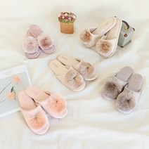 여자 여성 겨울용 방울 털 퍼 거실 슬리퍼 실내화