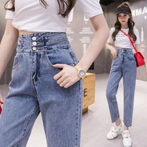 티파니 데님 여자 코발트 블루 쓰리버튼 진 ks