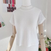 셀러허브(잡화) 여자 여름 세련된 베이직 라운드넥 반팔티셔츠