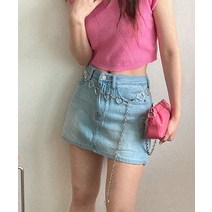 골반미인 로우라이즈 워싱 라이트 데님 스커트 치마 바지