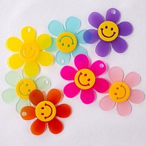 (P-56)[반투명] 빅스마일 꽃 아크릴 빅사이즈 팬던트 키링 만들기 가방 참 재료 diy, 3.핑크