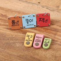 플레이바우 멍블리 강아지 이름표, 스카이블루, 네모형 소, 둥글체