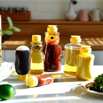플라라 곰돌이 사각 미니 양념 소스병, 네모 소스통 대 370ml, 1개