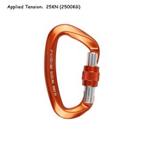 25KN Professional Climbing Carabiner D Shape Aviation Aluminum Safety Lock Outdoor Climbing Asce, 25KN 오렌지