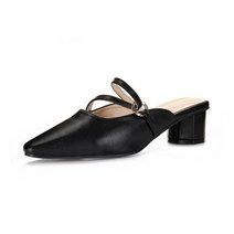 포멜카멜레 루나원형장식 블랙 뮬 4CM FHY1F1SM803Z1
