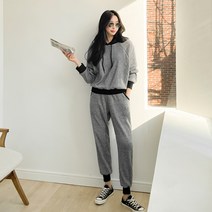 SET니트 보카시 배색 후드 트레이닝세트