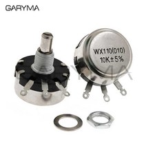 가변 저항WX110 (010) 6mm 원형 금속 샤프트 단일 회전 와이어 저항 권선 전위차계 100R 220R 470R 1K 2K2, 04 100 옴