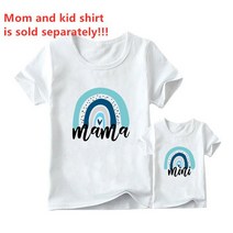 가족사진 의상 패밀리룩 레인보우 엄마와 미니 가족 맞춤 티셔츠 여름 반팔 패밀리 룩 딸 패션 의류 1 개