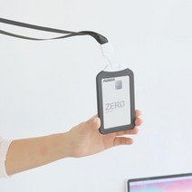 오피스 사원증 출입증 실리콘 케이스 목걸이 기업용, 가로화이트