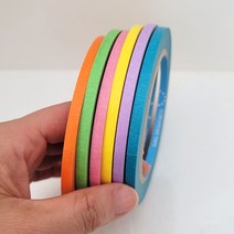 (6개묶음)파스텔톤 컬러마스킹테이프 5mm(0.5cm) x40M 종이테이프 유로피안마스킹, 오,그,핑,옐,퍼,터- 5mm x6색(1세트)