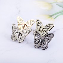 짱패브릭 나비 가방잠금장식/로타리잠금장식, 블랙실버, 1개