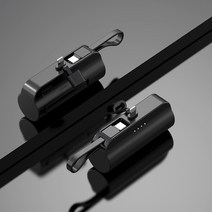 PYHO 2in1 미니 보조배터리 아이폰용 5000mAh, 블랙, 아아폰+Type-C