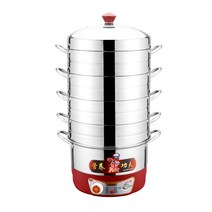 멀티찜기 스텐 냄비 쿠커 전기 찜기 타이밍 비다공성 다기능 가정용 대용량 다층 플러그인, 바닥 28cm 냄비(냄비) + 4단 찜기(자동 전
