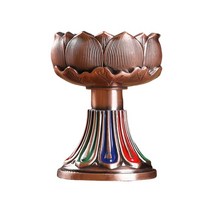 로터스 기 램프 홀더 오일 램프 홀더 티베트 사람들을 위한 티 라이트 공예품, 빨간색, 합금