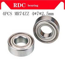 베어링 유니트베어링 니들베어링 특수베어링툭수베어링 4pcs abec-5 mr74zz mr74z mr74 zz l-740zz 4x7x2.5mm 472.5mm 금속 실드 소형 깊은, ABC 5