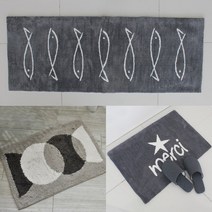 샤인 순면 욕실 주방 발매트 모음, 09.피쉬즈:M그레이