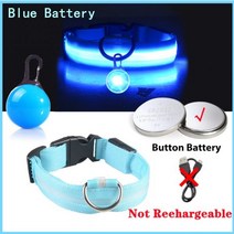 Usb 빛 개 목걸이 펜던트 Led 조명 밝은 작은 고양이 밤 컬러, XS Neck 28-38 CM, Blue Button Battery