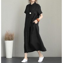 시원한 린넨 카라 리본 여름 롱 원피스