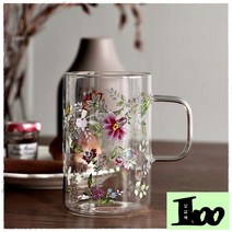 oth 복고풍 꽃 유리컵 물잔 3type, 블로스 머그컵(베이직 500ml 2p)