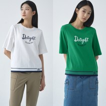 [지센] 여성 밑단 레터링 시보리 라운드반팔티(색상2종) 면90%