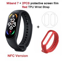 심박계 심박 센서 Xiaomi-Mi Band 7 NFC 스마트 팔찌 손목 밴드 시계 AMOLED 스크린 피트니스 트래커 심박, 07 add red strap