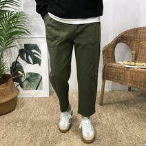 이루네 남자 아메카지 캐주얼 와이드 겨울 기모 스판 밴딩 면바지
