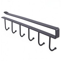 피규어 장식장 아크릴케이스 진열장 위스키장식장 위스키진열장 엔틱장식장 후크 컵 홀더 걸이 주방 캐비닛 선반, 없음, BLACK -6 Hooks