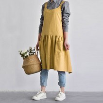 네이처안 짧은기장 린넨 앞치마, 옐로우