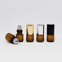 갈색 유리 미니 롤온 공병 아로마 오일 향수 화장품 1ml, 갈색롤온 1ml 블랙
