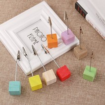 서후네 3개!! 심플 인테리어 포인트 우드 큐브 메모꽂이 클립 홀더, 3개, 오렌지