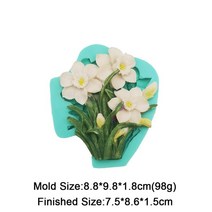 밀랍왁스 천연밀랍왁스 야화 꽃모양 실리콘 퐁당 몰드 해바라기 장미 카네이션 케이크 장식 도구 디저트 베, 10 F1088HD