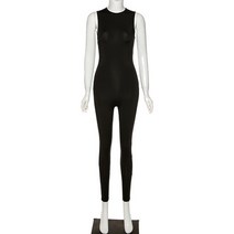 강아지 점프 슈트 Streetwear 화이트 블랙 니트 한 Bodycon 점프 여성 작업복 2020 민소매 솔리드 스키니 R, 01 Black_03 L