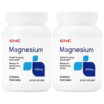 GNC 마그네슘 500mg 글루텐 프리 무설탕 캡슐, 120개입, 2개
