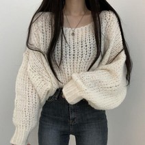 도톰 루즈핏 라운드넥 여성 니트 W125